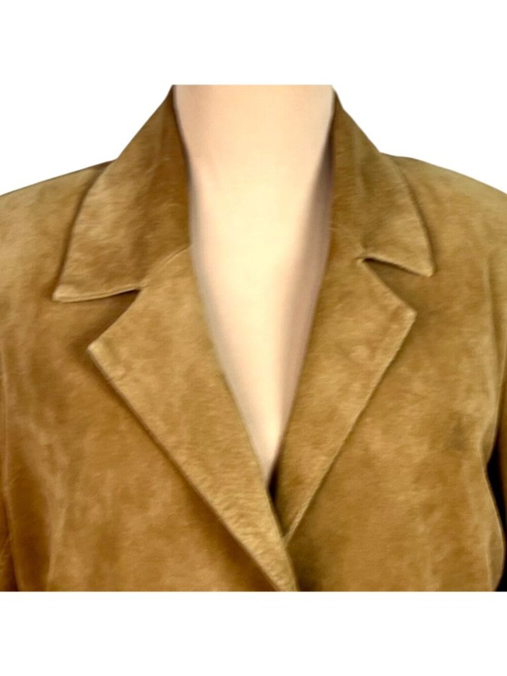 Bernardo Camel Suede Barn Chore Coat S Oversize Washable Distressed Boho Chic - Picture 4 of 15